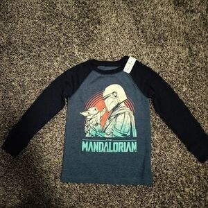Star Wars The Mandalorian Kids Long Sleeve Tee - Black and Gray